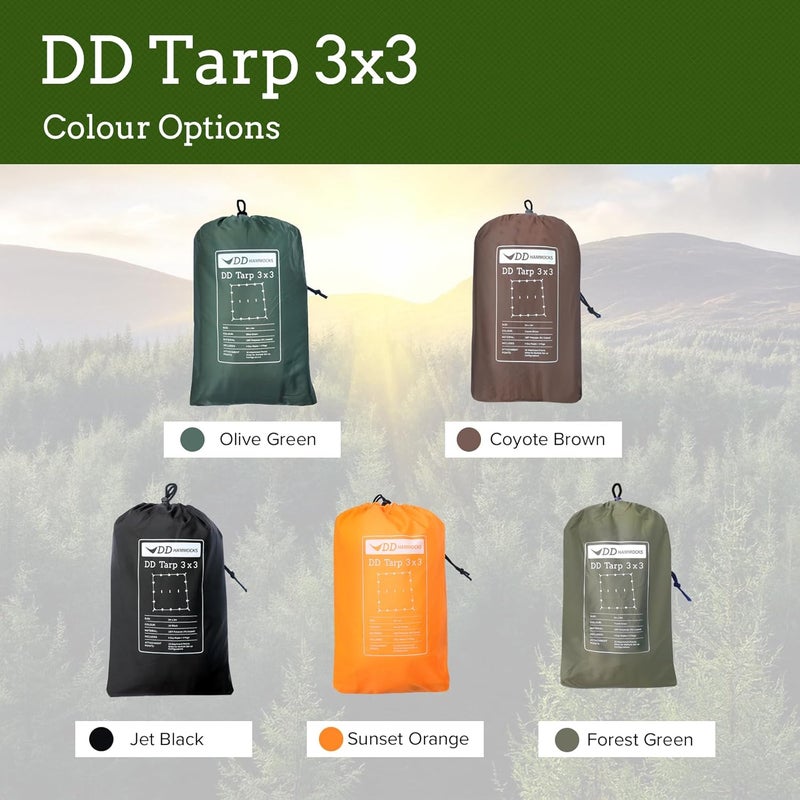 DD HAMMOCKS - DD Tarp 3x3 - Coyote Brown (10ft x 10ft) - 100% Waterproof - Lightweight & Multifunctional Rainfly Tarp Tent Shelter for Camping & Travel Adventure - Image 3